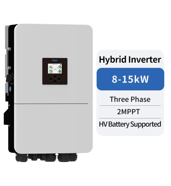 Three Phase Hybrid Inverter | 8-15kW | 2 MPPT | HV Battery Supported